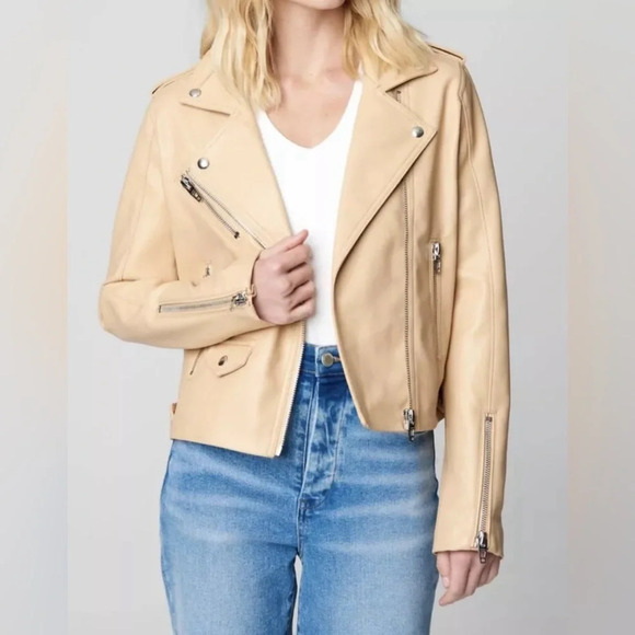 NWT Blank NYC Moto Semi-Fit Jacket In Head To Toe Tan XS - Picture 1 of 14